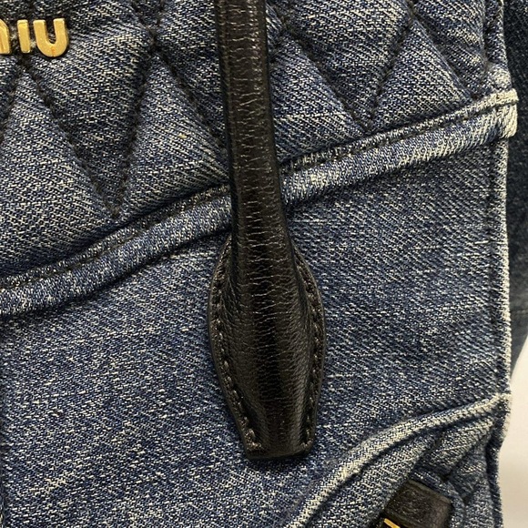 Miumiu Denim Biker Handbag Blue Leather - Picture 8 of 15